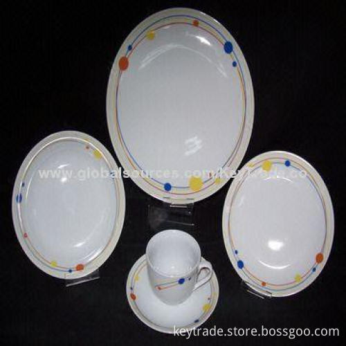 Fine Porcelain 20-piece Dinner Set in Rim-shape with Decal, Customized Designs Welcomed